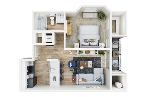 Floor plan for 1 bed, 1 bath, 546 sqft